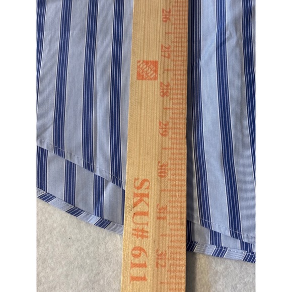 Faconnable Striped Button Down Shirt Mens 16.5 L Blue White Cotton Made in USA - Picture 3 of 8